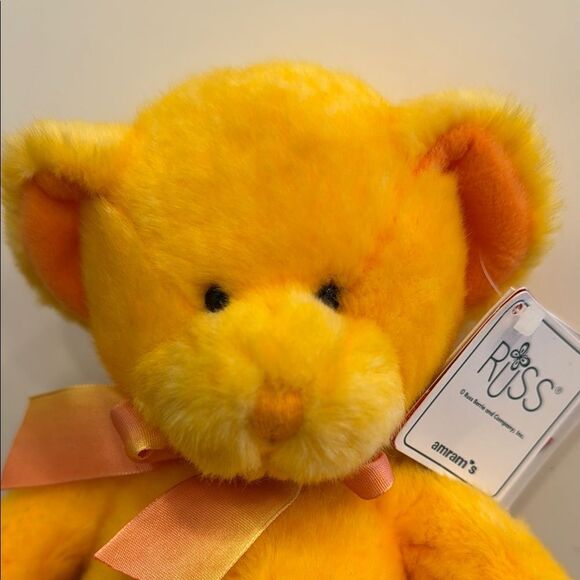 Russ Berrie & CO Teddy Bear Aquarius Zodiac Star Sign Yellow. Size 10” - Picture 2 of 12